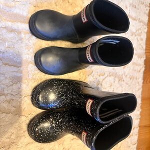 Hunter Kids Black and Sparkle Rain Boots
